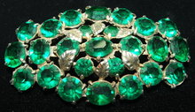 Vintage / Antique Emerald Green Glass Rhinestone Brooch