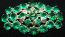 Vintage / Antique Emerald Green Glass Rhinestone Brooch
