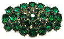 Vintage / Antique Emerald Green Glass Rhinestone Brooch