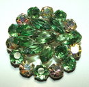 Pretty Vintage Peridot Green and Aurora Borealis Rhinestone Brooch / Pin