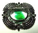 Elegant Emerald & Green Rhinestone Brooch / Pin with Large Center Stone