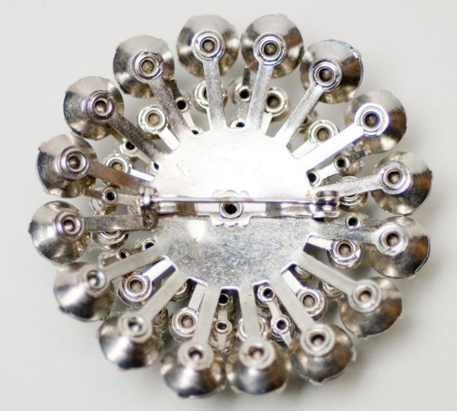 Vintage Light Sapphire Rhinestone Sunburst Brooch