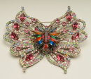 Magnificent Vintage / Antique Multi-Color Rhinestone Butterfly Brooch