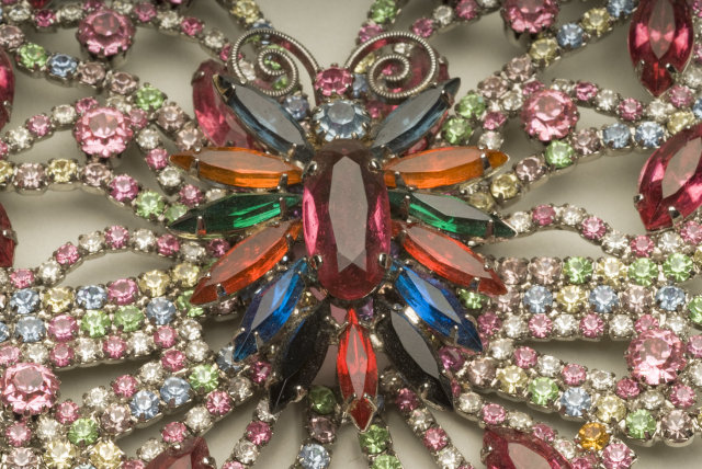 Magnificent Vintage / Antique Multi-Color Rhinestone Butterfly Brooch
