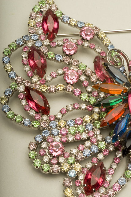 Magnificent Vintage / Antique Multi-Color Rhinestone Butterfly Brooch