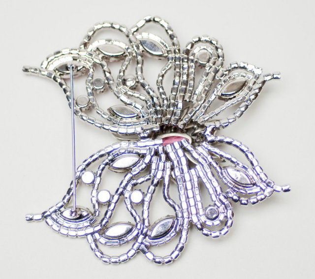Magnificent Vintage / Antique Multi-Color Rhinestone Butterfly Brooch