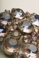 Vintage Round Rhinestone Brooch in Light Amethyst and Purple