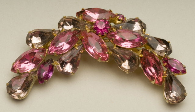 Vintage Rose, Violet, & Fuchsia Rhinestone Brooch