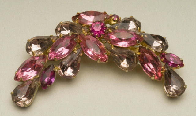 Vintage Rose, Violet, & Fuchsia Rhinestone Brooch