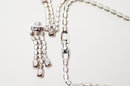 Vintage Crystal Rhinestone and Rose Emerald-Cut Glass Choker and Dangle Earrings