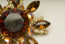 Vintage Smoked Topaz, Aurora Borealis, & Crystal Rhinestone Starburst Brooch