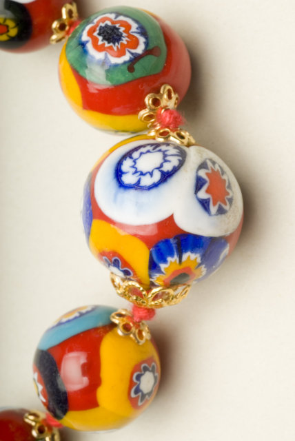 Vintage 24 Inch Graduated Millefiori Bead Necklace
