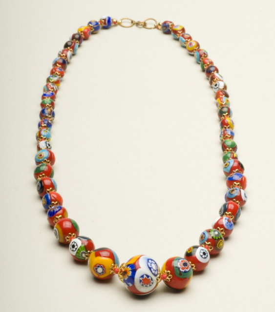Vintage 24 Inch Graduated Millefiori Bead Necklace