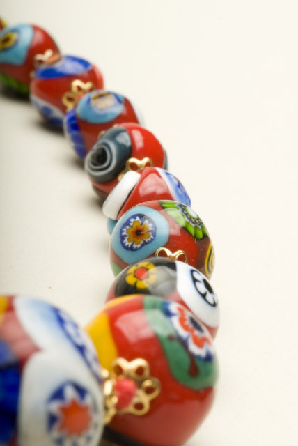 Vintage 24 Inch Graduated Millefiori Bead Necklace