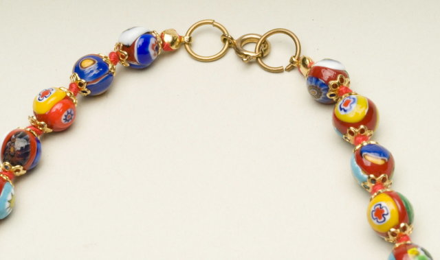 Vintage 24 Inch Graduated Millefiori Bead Necklace