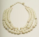 Vintage Three Strand White Sugar Bead & Crystal Necklace
