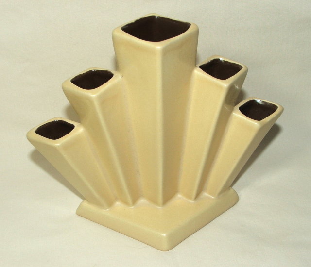 Art Deco Semi-Matte Yellow RumRill Pottery Fan Vase # 541