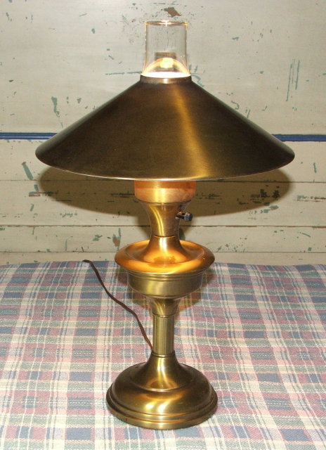 Vintage Retro Brasstone Metal Hurricane Table Lamp