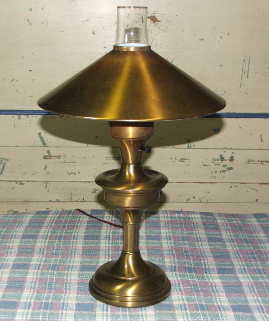 Vintage Retro Brasstone Metal Hurricane Table Lamp