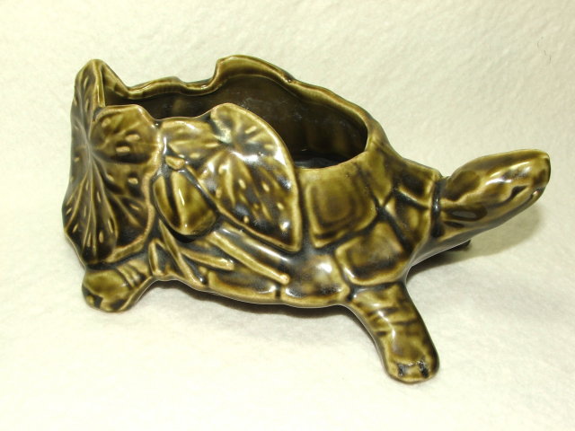 McCoy Turtle Planter in Olive Green Circa 1950