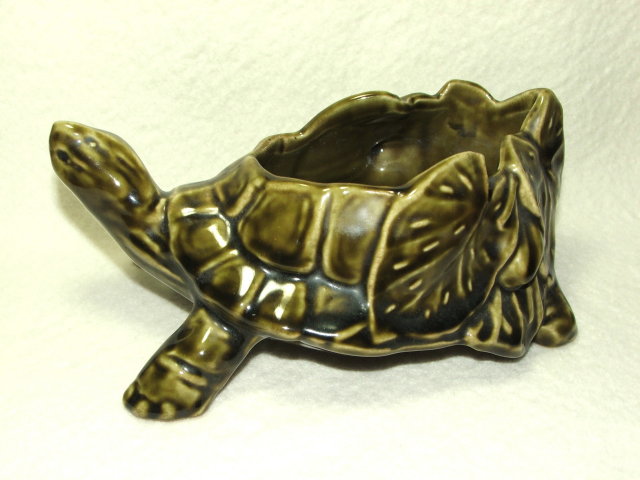 McCoy Turtle Planter in Olive Green Circa 1950