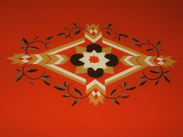 Art Deco Orange and Black Wood Tray