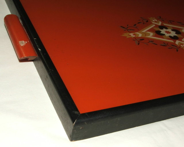 Art Deco Orange and Black Wood Tray