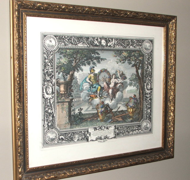 Framed Vintage / Antique French Lithograph - Charles le Brun