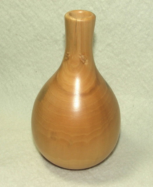 Artist-Signed Hand Turned and Polished Wood Vase