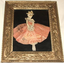 Art Deco Collage Drawing of Girl in Peach Dress