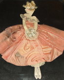Art Deco Collage Drawing of Girl in Peach Dress