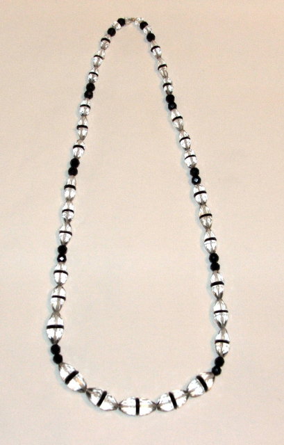 Vintage Black Jet and Crystal Necklace
