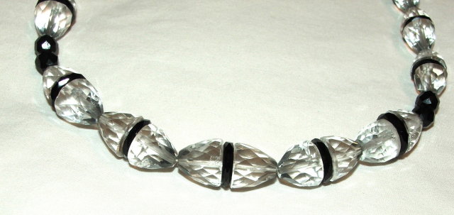 Vintage Black Jet and Crystal Necklace