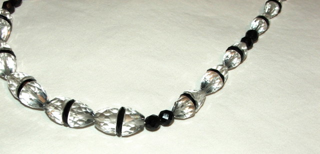 Vintage Black Jet and Crystal Necklace