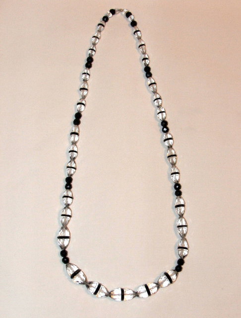 Vintage Black Jet and Crystal Necklace