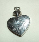 Vintage Sterling Silver Engraved Heart Perfume Pendant