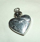 Vintage Sterling Silver Engraved Heart Perfume Pendant
