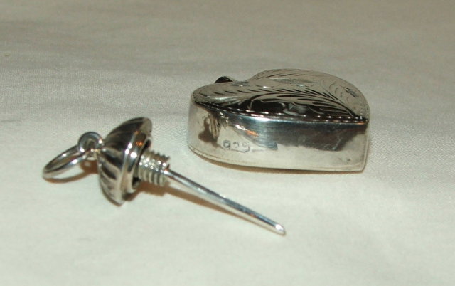Vintage Sterling Silver Engraved Heart Perfume Pendant