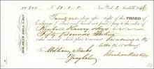 Abraham Bell & Son Shipping Company Sight Exchange Check 1846