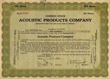 Acoustic Products Company - 1929