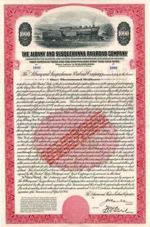 Albany and Susquehanna Railroad Company 1906 - Gold Bond