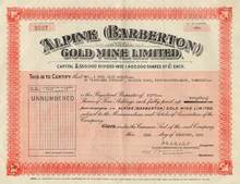 Alpine ( Barberton ) Gold Mine - England 1950