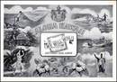 Aloha Hawaii Photogram Postcard WWII - Don't Forget Pearl Harbor with Early surfers in picture