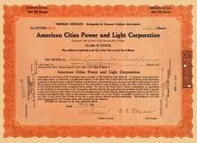 American Cities Power and Light Corporation 1929