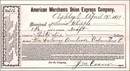 American Merchants Union Express Company Receipt 1869-1873