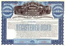 Atchison Topeka and Santa Fe Railway Company 1895 - $10,000 100 Year Gold Bond