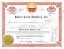 Beaver Creek Distillery, Inc Stock Certificate