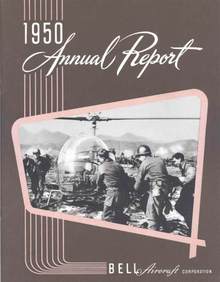 Bell Aircraft Corporation Annual Report 1950 - Cover shows Bell H-13D Helicopter in Korea