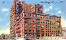 Bethlehem Steel Office Building Postcard - Bethlehem, Pa. 1940's
