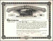 British Canadian Lumber Corporation 1911 signed by Robert Mackay as President